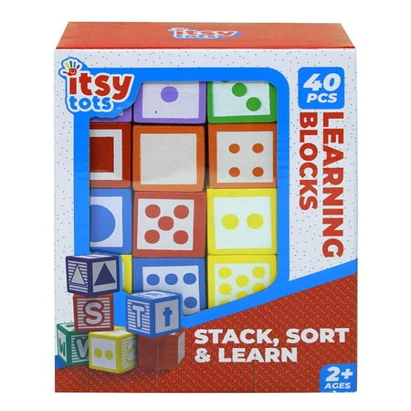 Itsy Tots 40pc Wooden Learning Blocks in window box