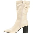 thumbnail image 3 of Journee Womens Wilo Wide Calf Stacked Heel Mid Calf Boots, 3 of 9