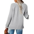 thumbnail image 4 of Seyurigaoka Women Casual Loose Style Sweater, Solid Color Long Sleeve V-neck Knitwear, 4 of 5