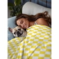 thumbnail image 3 of Yellow White Plaid King Size Flat Sheet, Wrinkleproof & Fadeproof Cooling Flat Bed Sheet Only, Modern Retro Geometric Checkered Breathable Soft Bedding Top Sheets 105 x 98 Inches, 3 of 8