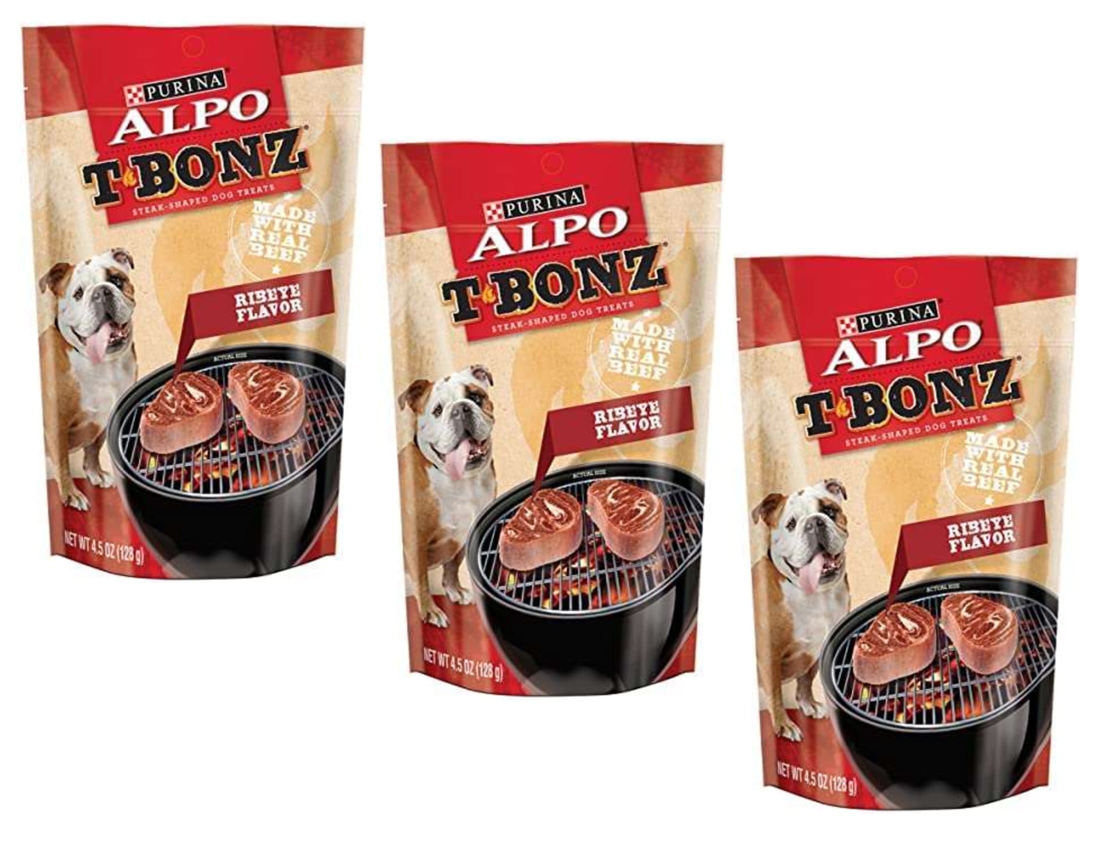 CGT Purina Alpo TBonz Steak Shaped Dog Treats Ribeye Flavors Made with