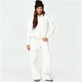thumbnail image 2 of Szluipve Women Cropped Zip‑Up Hoodie 2 Piece Outfits Drawstring Long Sleeve Full Zip Short Hooded Jacket and Elastic Waist Wide Leg Pants Casual Tracksuit Loungewear Set White 3XL, 2 of 7