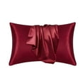 thumbnail image 2 of Loyerfyivos Cooling Pillowcase for Hair and Skin Standard Size with Hidden Zipper, Ultra Smooth and Soft Breathable Cooling Silk Pillow case, Gifts for Women Men, 1pc (Red, 20"X 30"), 2 of 9