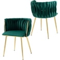 thumbnail image 1 of Tzicr Velvet Dining Chairs Set of 2, Modern Woven Upholstered Dining Chairs with Gold Metal Legs,Luxury Tufted Dining Chairs for Living Room, Bedroom, Kitchen (Green), 1 of 6
