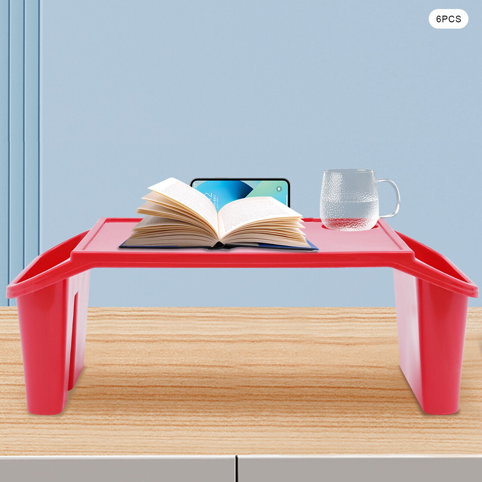 6Pcs Kids Lap Desk Tray Plastic Breakfast Laptop Trays with Side Pockets, Port