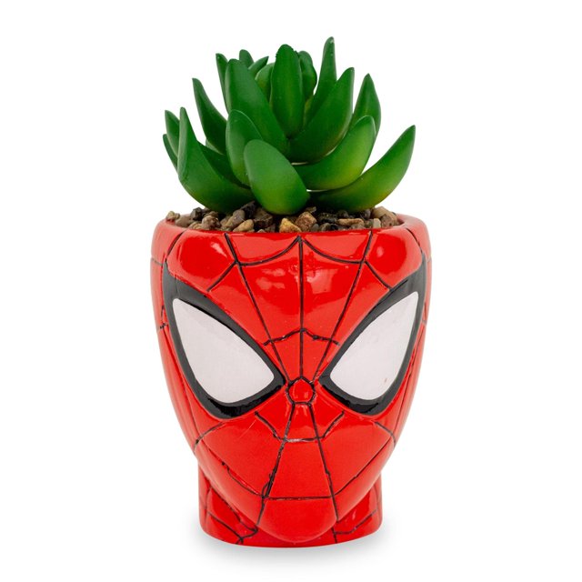Mini maceta Toynk Marvel Comics Spider-Man de cerámica de 8 cm con suculentas