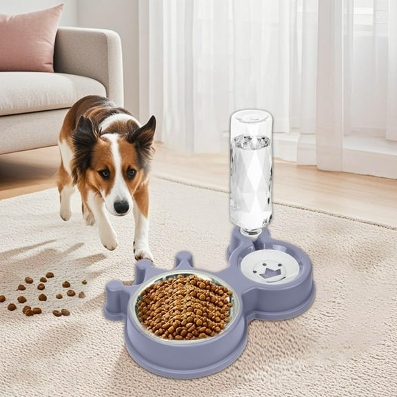 Adjustable Cat Dog Food Water Bowl Set with Removable Dish and Convenient Dispenser Pet Feeder for Medium