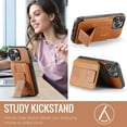 thumbnail image 4 of for iPhone 16 Pro PU Leather Back Case, Vintage Slim Card Slot with Magnetic Closure Wristband Holder Kickstand RFID Blocking Wallet Phone Case Cover for iPhone 16 Pro, Brown, 4 of 9