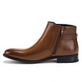 thumbnail image 2 of Jazame Men's Ankle High Buckle Design Side Zipper Dress Chukka Boots, Brown, 7.5, 2 of 5