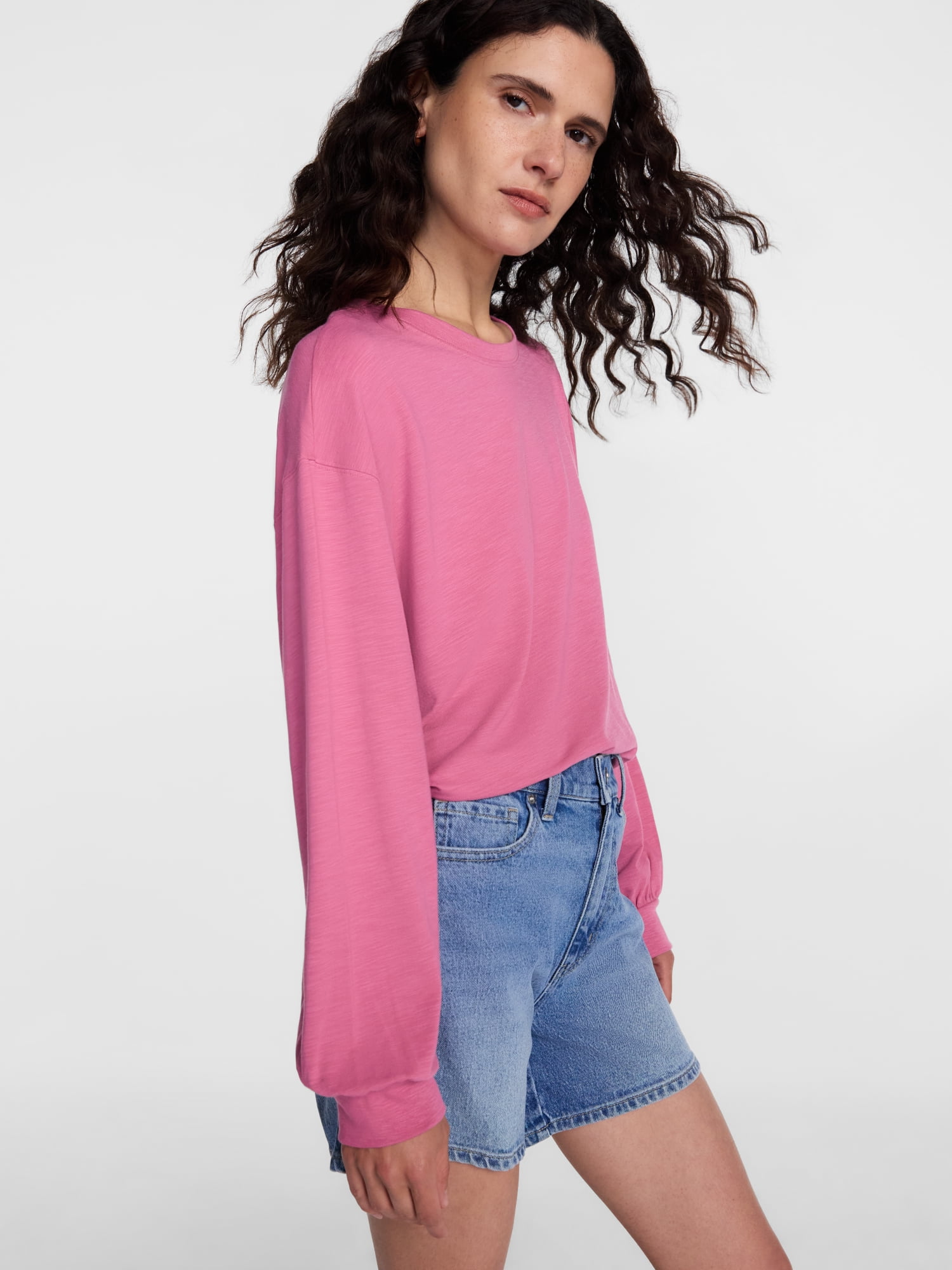 Scenario Women's Oversized Tee with Long Sleeves, Sizes XS-XXXL