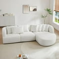 thumbnail image 4 of Tabaray 116" Modern Sofa Couch Curved Sofa Cloud Couch Sectional Sofa Corner Sofa for Living Room Mid Century Comfy 5-Seater Sofa Deap Seat Sectional Sofá with 7 Pillows, Beige Left Arm, 4 of 9