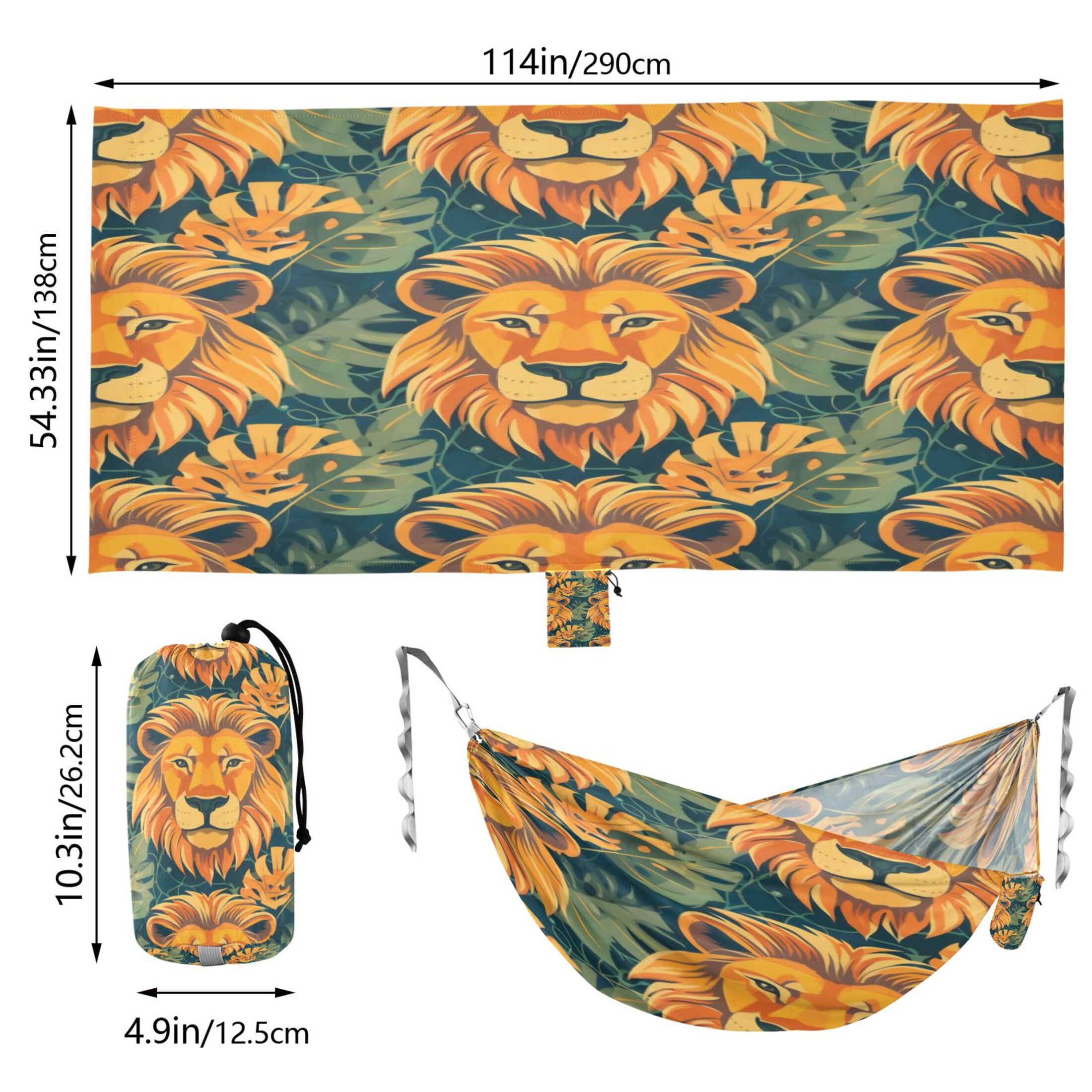 Hammock Camping Hammock Nylon Portable Hammock Travel Camping Hammock Leaves and Lion Faces