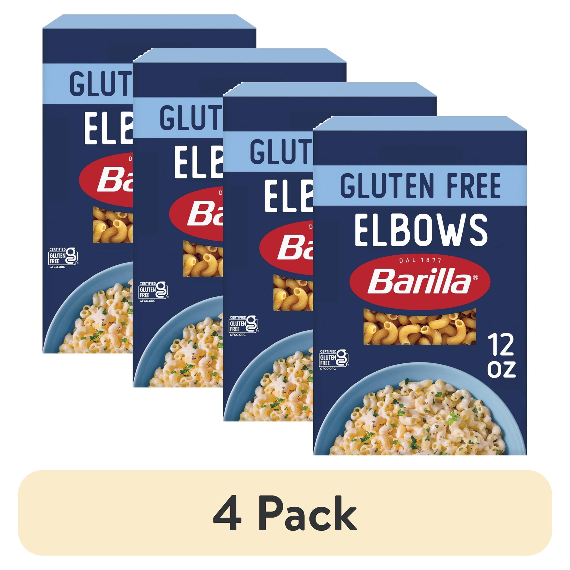 (4 pack) BARILLA Gluten-Free Elbows Pasta Gluten-Free Pasta Made with 2 Ingredients 12oz.