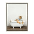thumbnail image 2 of Kate and Laurel Sylvie Bengal Tiger in Rustic Bath Framed Canvas Wall Art by Amy Peterson Art Studio, 18x24 Gray, Modern Fun Decorative Bathtub Wall Art for Home Décor, 2 of 6