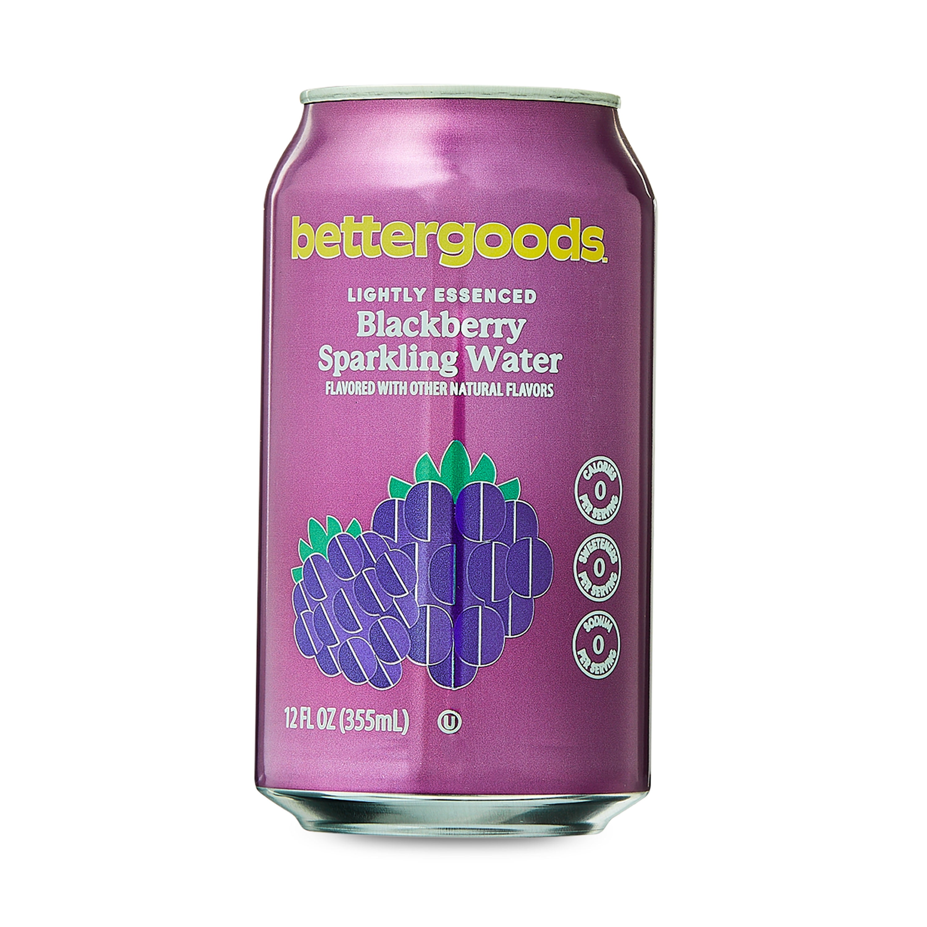 (6 pack) bettergoods Blackberry Flavored Sparkling Water, 12 fl oz, 8 Cans