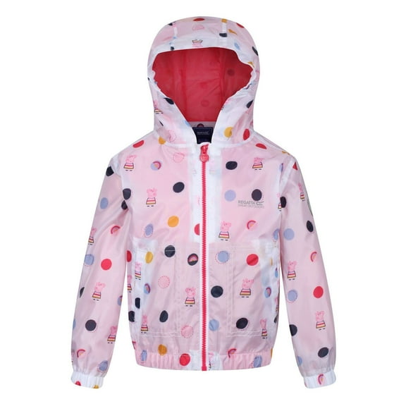 Regatta Boys/Girls Peppa Pig Polka Dot Hooded Waterproof Jacket