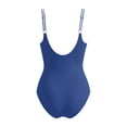 thumbnail image 6 of One Piece Swimsuits for Women Low Back Tummy Control Bathing Suits Front Cross Knot Ruched Full Coverage Slimming Swimwear Blue,M, 6 of 6