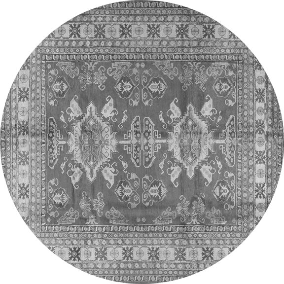 Ahgly Company Indoor Round Geometric Gray Traditional Area Rugs, 4' Round