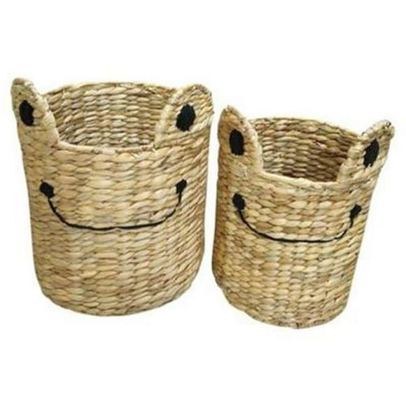 Baum 21A344 Round Untapered Frog Baskets, Natural - Set of 2