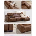 thumbnail image 6 of LAZZO Electric Reclining Sectional Sofa, Power Home Theater Seating with USB Type-C Charging Ports & Cup Holders, Leather Recliner Couch for Living Room, Brown, 6 of 7