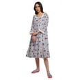 thumbnail image 4 of Moomaya WoMen's Flared Nightdress Long Sleeve Cotton Button Placket Nightwear, 4 of 6