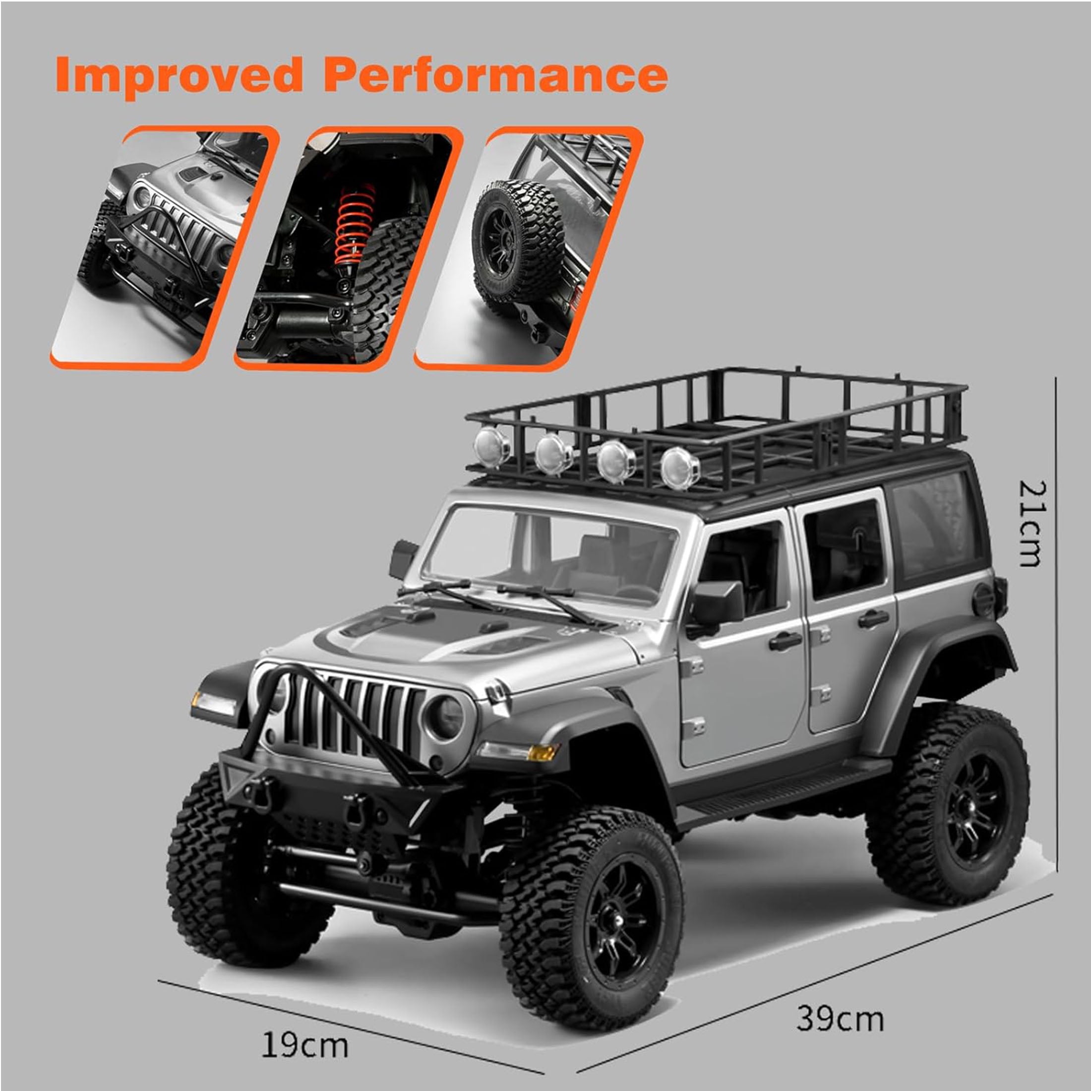 1/12 RC Crawler RTR, MN-128 Off-Road Truck, 4x4 RC Rock Crawler with 2.4G Remote Control RC  Car Model for Adults Gifts (Gray)