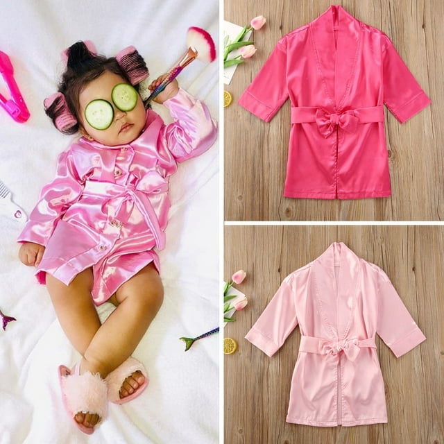 Vêtements de Nuit pour Tout-Petits, Pyjamas pour Bébé Fille, Chemise de Nuit en Satin Soie, Robes de Nuit, Robe de Bain