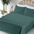 thumbnail image 3 of Ambesonne Geometric Fitted & Flat Sheet with Shams 4 Pcs Set, Abstract Waving Shapes, Queen, Hunter Green Earth Yellow, 3 of 5