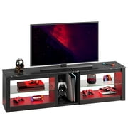 Bestier TV Stand for TVs up to 70 with LED Light, Entertainment Center for PS5 with Shelves, Black Marble
