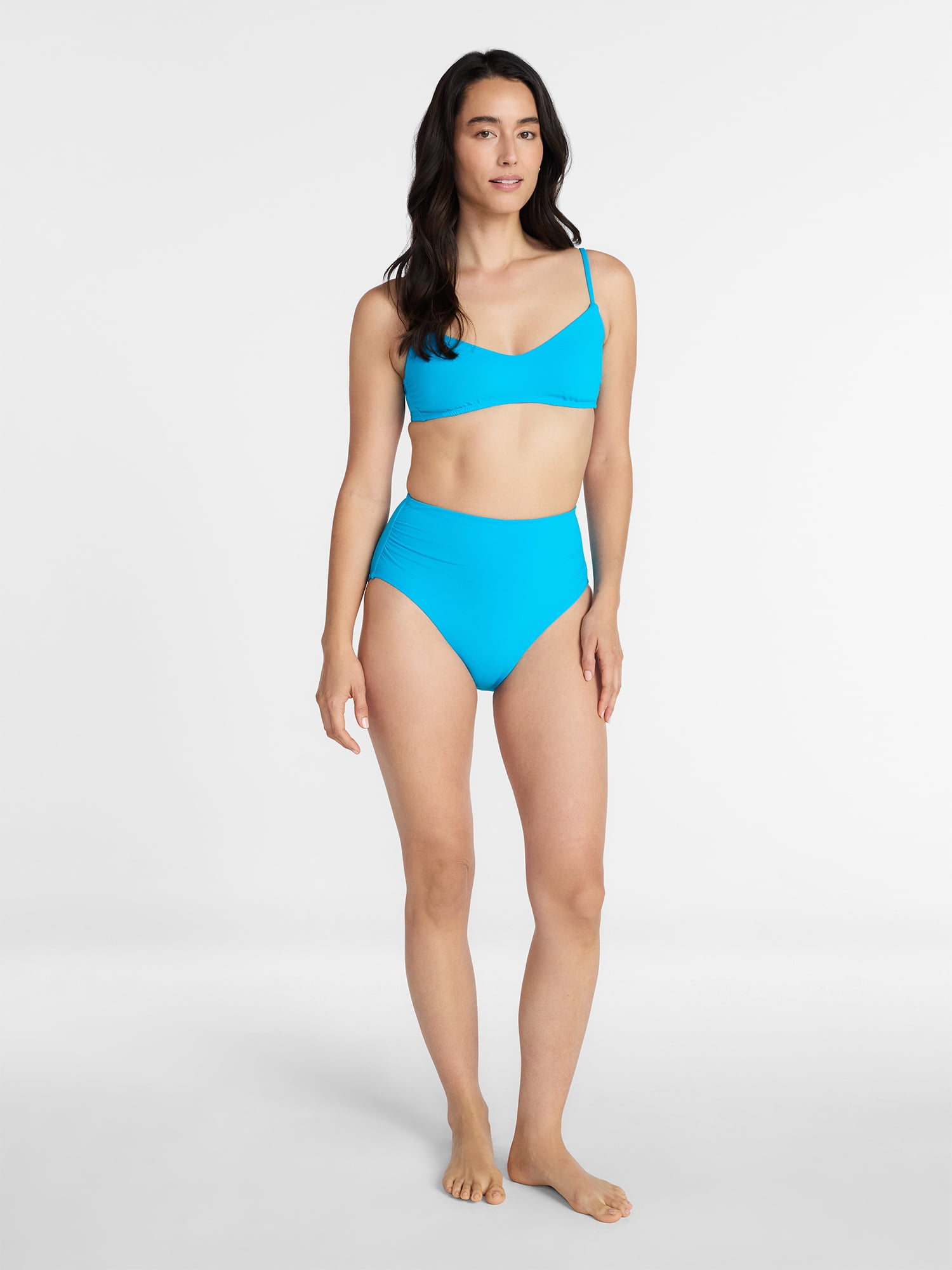 Time and Tru Women's and Women's Plus Ribbed Bralette Bikini Top, Sizes XS-3X
