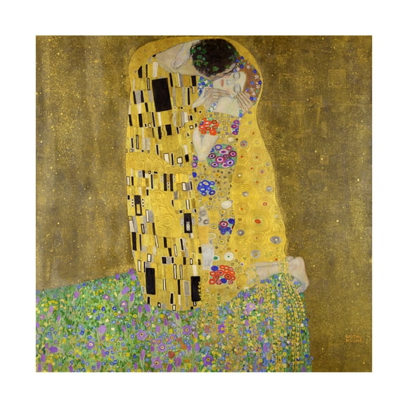 Canvas Wall Art - Pictufy 'The Kiss 1907A1908' Wall Art for Living Room, Bedroom, or Office Décor by Trademark Fine Art - 14 x 14 Inches