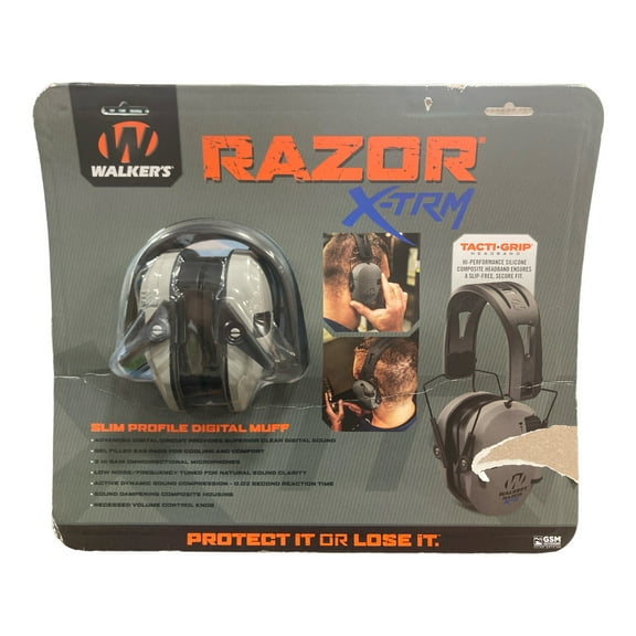 Walker's Razor X-TRM Electronic Ear Muffs with Tacti-Grip Headband (Grey)