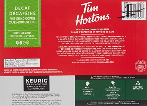 Tim Hortons Single-serve Decaf 80 K-Cup Pods, 840g/29.6oz {Imported from Canada}