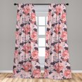 thumbnail image 2 of Floral Design Window Curtains, Watercolor Style Delicate Rose Flowers Boho Garden Scene Print, Lightweight Decor 2-Panel Set with Rod Pocket, Pair of - 28"x95", Coral Blush Dark Lavender, by Ambesonne, 2 of 3