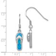 thumbnail image 2 of 925 Sterling Silver Rhod Pltd Created Blue Inlay Opal Hawaiian Flip Flop Sandals Drop Dangle Earrings Outdoor Nature, 2 of 6