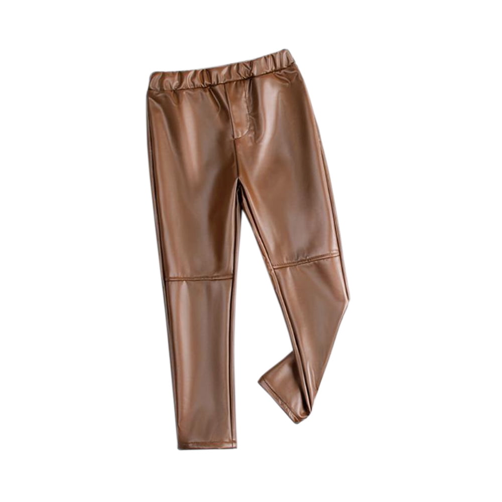 YM YOUMU Kids Toddler Girls Faux Leather Pants Stretch Leggings Elastic Waist