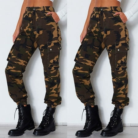 Sexy Womens Camo Cargo Trousers Casual Pants Military Army Combat Camouflage Jeans