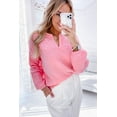 thumbnail image 3 of Women's Elegant Peach Blossom Knitted Notched Neck Sweater - [ZhiHiMeRi] | (US 20-22)2XL, 3 of 12