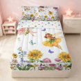 thumbnail image 2 of Erosebridal Dreamy Elf Zipper Twin Comforter Sets with Fitted Sheet and 2 Pillowcases for Girls, Sunflower Butterfly Zipper Bedding Set, Polka Dots Reversible, 2 of 7