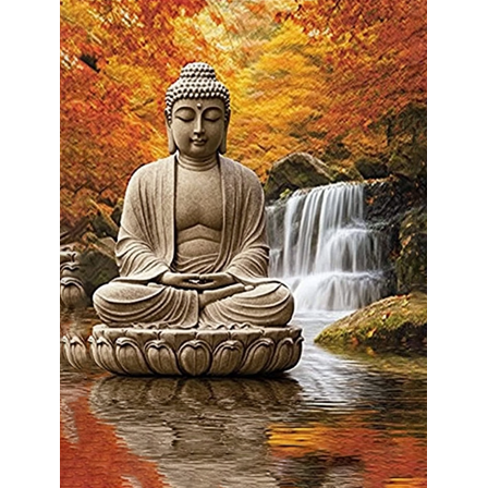 Serene Buddha Waterfall Canvas Print/Wall Art， Suitable for Living Room， Bedroom， Yoga Studio， Meditation Room， and Office Decor