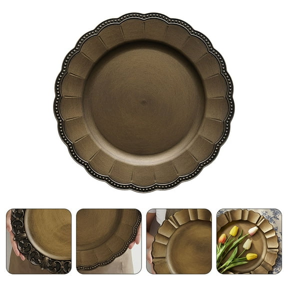 KAKOWELY 1 Pc Vintage Plates Desktop Decoration Tray Light Brown Square PP Plastic Home Use 33x33cm