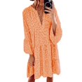 thumbnail image 1 of U.Vomade Nouveau en Vrac Léopard Mini Robe Femmes Casual Rose V Cou Manches Volant Parti Jupe Chemise Femmes Plage Boho Robe, 1 of 4