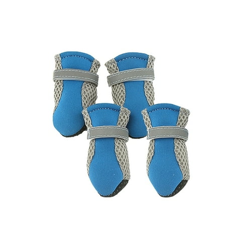 AQRS 4Pcs Dog Shoes Magic Sticker Closure Breathable Fabric Non-Slip Puppy Boots for Outdoor