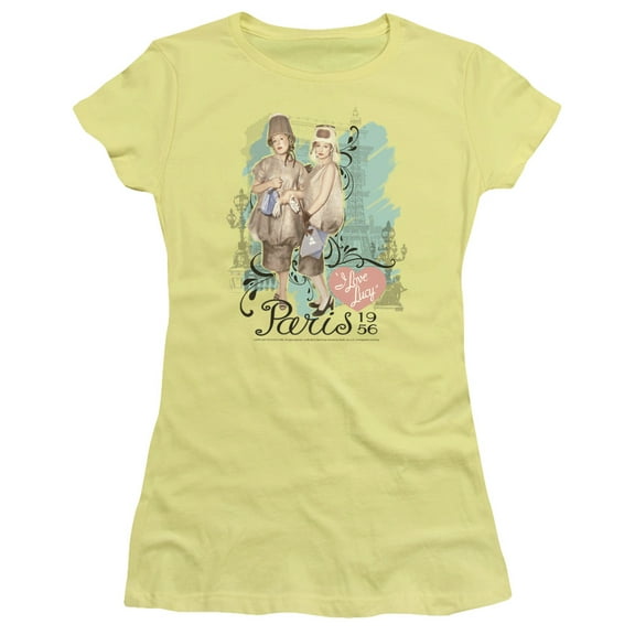 I Love Lucy Paris Dress S/S Junior Women's T-Shirt Sheer Banana