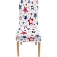 thumbnail image 3 of Navy and White Dining Chair Cover Set of 6 Abstract Urban with Stars Colored as USA Flag Stretch Spandex Kitchen Chair Slipcovers Removable Washable Geometric Parsons Chair Cover, 3 of 5