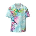 thumbnail image 2 of Lsque Dragonfly Floral print Men's Cuban Collar Short Sleeve Shirt Summer Beachwear Casual Button Down Fashionable Vacation Leisure Shirt-3X-Large, 2 of 7