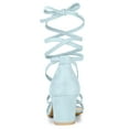 thumbnail image 3 of BLISSFUL STEP Women's Open Toe Lace Up Mid Chunky Heeled Sandals, 3 of 6