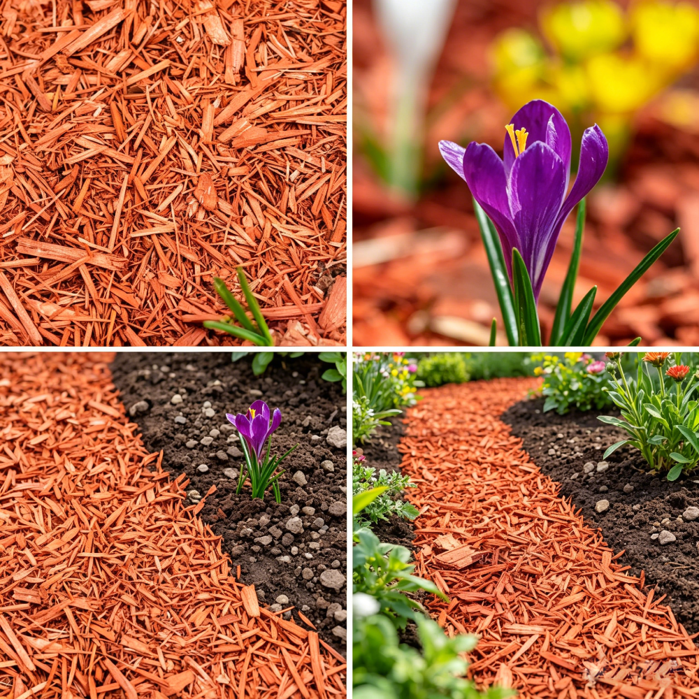 Wjsp Red Wood Mulch 1 Cu ft Vibrant Color for Gardens Landscaping Patio Weed Control