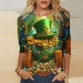 thumbnail image 1 of TaTaai St. Patrick's Day Women's Casual Print Round Neck 3/4 Sleeve T-Shirt Loose Top Gift, 1 of 5