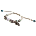thumbnail image 2 of rygai Women Bracelet Handmade Braided Woven Ceramic Beads Hollow Leaf Ethnic Style Gift Adjustable Flower Charm Students Bracelet Rope Fashion Jewelry,Brown, 2 of 7
